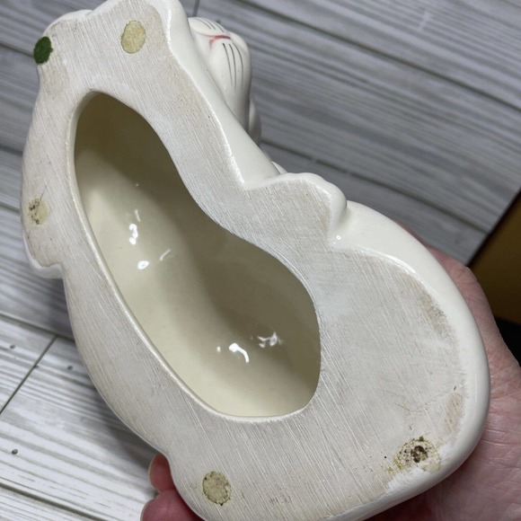 Vintage Hand Painted Pink Green Floral Ceramic Sleeping Cat Kitten - Picture 6 of 8